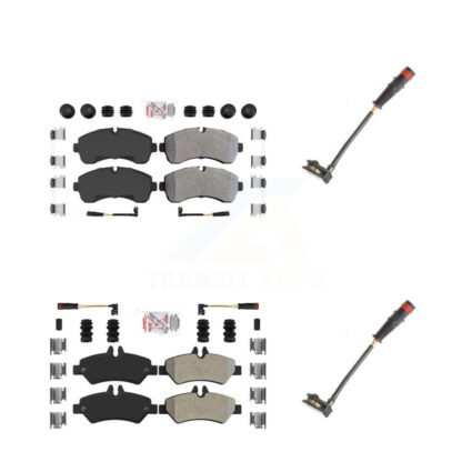 Front Rear Ceramic Disc Brake Pad Extra Wear Sensor Kit For 2009 Dodge Sprinter 3500 3.0L KNW-100088