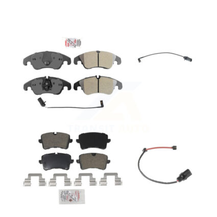 Front Rear Ceramic Disc Brake Pads And Extra Wear Sensors Kit For 2012 Audi A6 KNW-100089