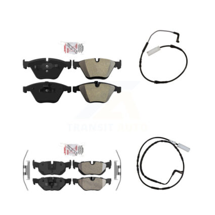 Front Rear Ceramic Disc Brake Pads And Wear Sensors Kit For 2009-2010 BMW 328i 3.0L KNW-100104