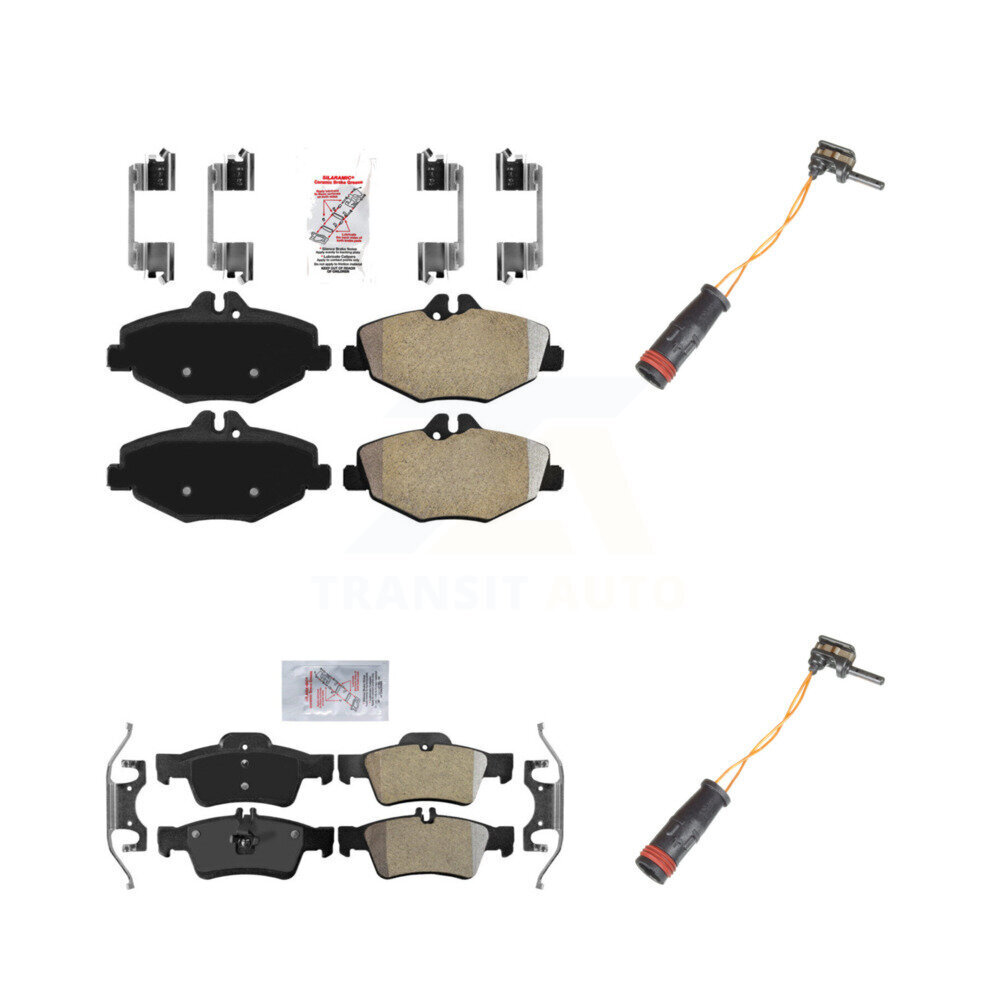 Front Rear Ceramic Disc Brake Pads And Wear Sensors Kit For Mercedes-Benz E350 RWD KNW-100127