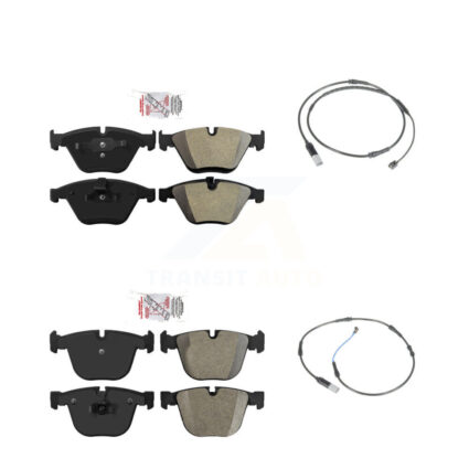 Front Rear Ceramic Disc Brake Pads And Wear Sensors Kit For 2010 BMW 535i Base with 3.0L KNW-100134