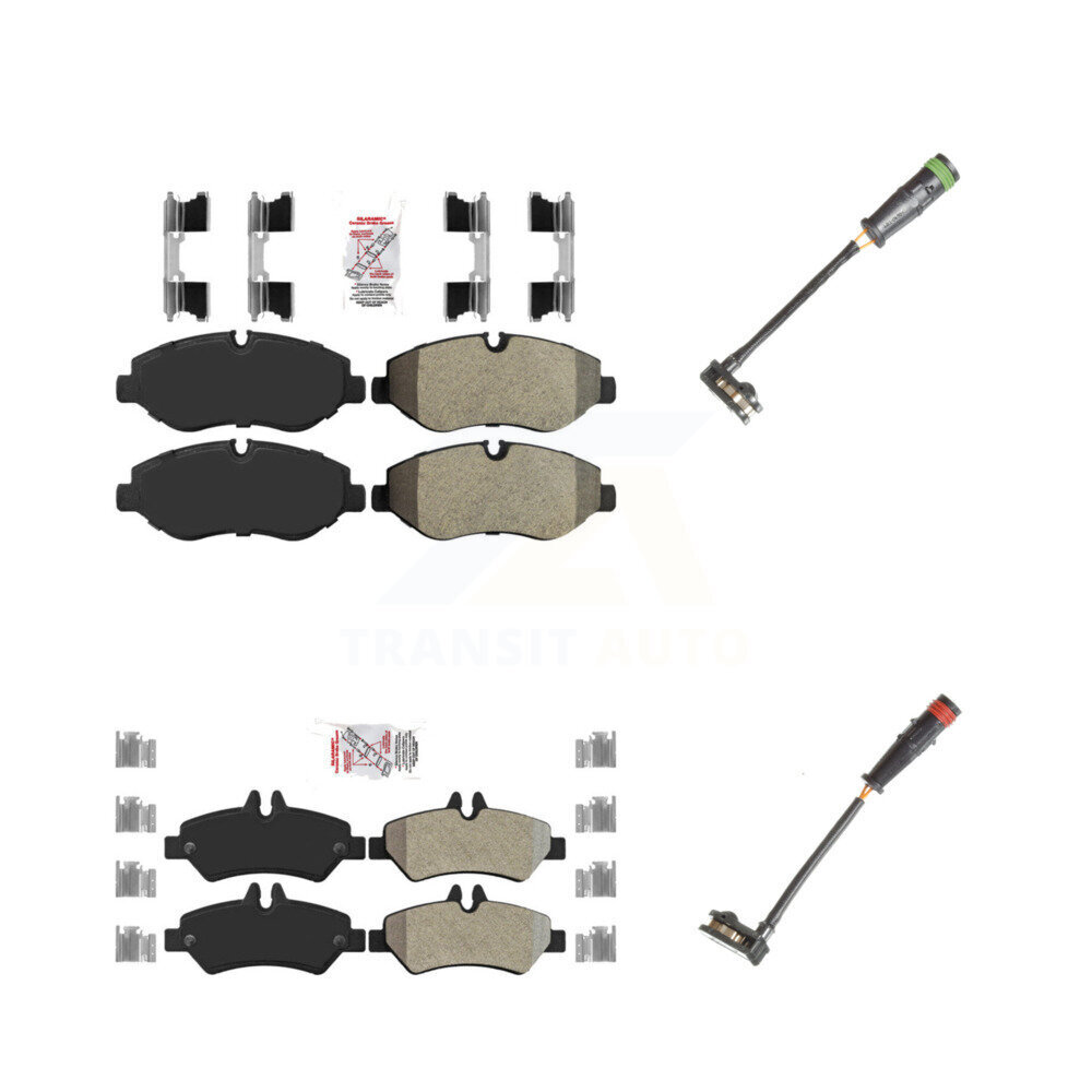 Front Rear Ceramic Disc Brake Pad & Wear Sensor Kit For Sprinter 2500 Mercedes-Benz Dodge KNW-100142