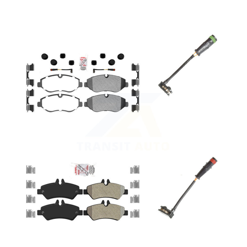 Front Rear Ceramic Brake Pads Extra Wear Sensor Kit For Sprinter 2500 Mercedes-Benz Dodge KNW-100144