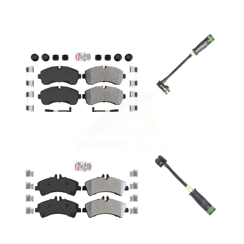 Front Rear Ceramic Brake Pad Extra Wear Sensor Kit For Mercedes-Benz Sprinter 3500 3500XD KNW-100146