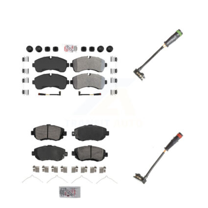 Front Rear Ceramic Brake Pad & Extra Wear Sensor Kit For Mercedes-Benz Sprinter 2500 1500 KNW-100158