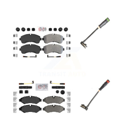 Front Rear Ceramic Brake Pad & Extra Wear Sensor Kit For Mercedes-Benz Sprinter 2500 1500 KNW-100159