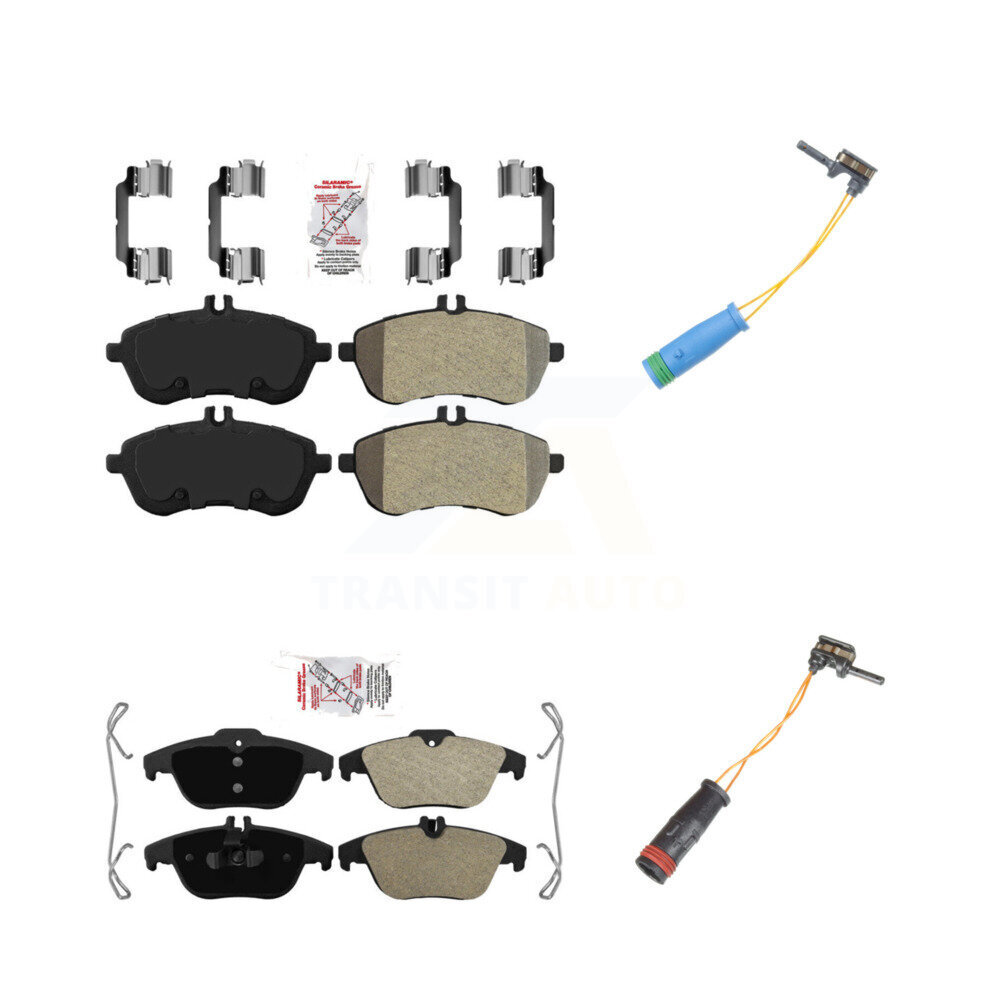 Front Rear Ceramic Disc Brake Pads And Wear Sensors Kit For 2012 Mercedes-Benz C250 1.8L KNW-100160