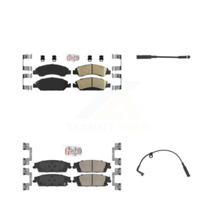 Front Rear Ceramic Brake Pad & Wear Sensor Kit For Chevrolet Silverado 1500 LD GMC Sierra KNW-100167