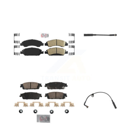 Front Rear Ceramic Brake Pad & Wear Sensor Kit For Chevrolet Silverado 1500 LD GMC Sierra KNW-100168