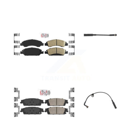 Front Rear Ceramic Brake Pad & Wear Sensor Kit For Chevrolet Silverado 1500 LD GMC Sierra KNW-100170