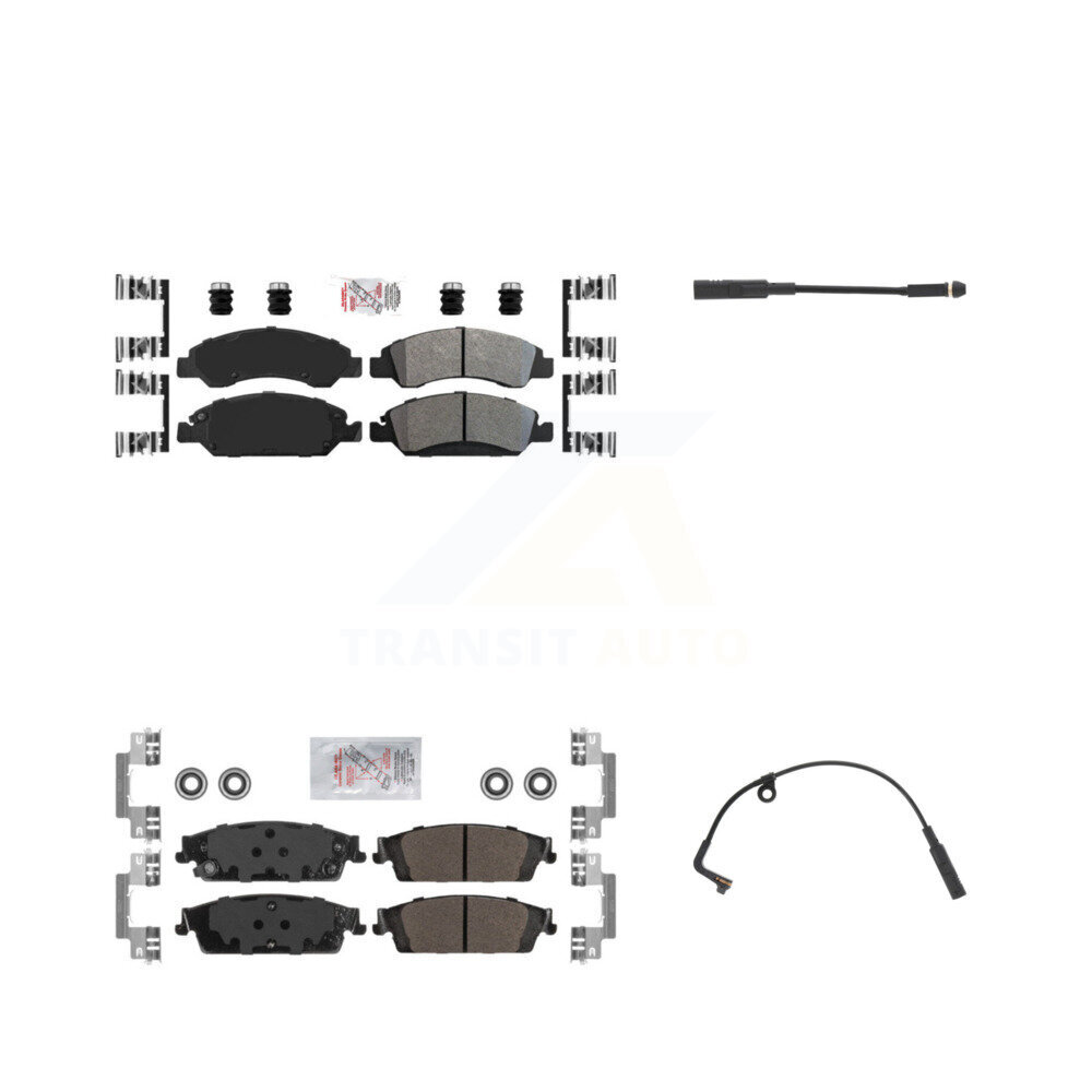 Front Rear Ceramic Brake Pad & Wear Sensor Kit For Chevrolet Silverado 1500 LD GMC Sierra KNW-100174