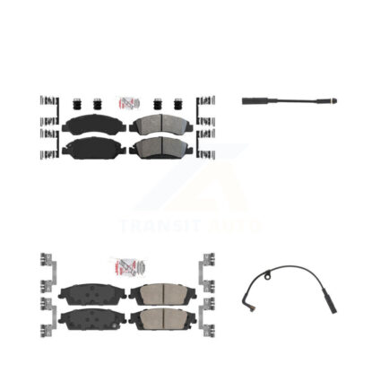 Front Rear Ceramic Brake Pad & Wear Sensor Kit For Chevrolet Silverado 1500 LD GMC Sierra KNW-100175