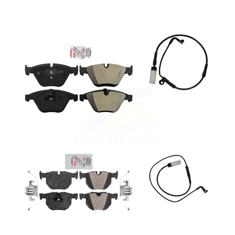 Front Rear Ceramic Brake Pads & Wear Sensor Kit For 09-10 BMW 535i xDrive Wagon with 3.0L KNW-100183