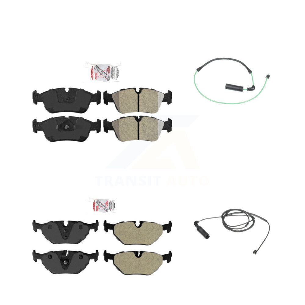 Front Rear Ceramic Disc Brake Pads And Wear Sensors Kit For 2001-2005 BMW 325xi 2.5L KNW-100189