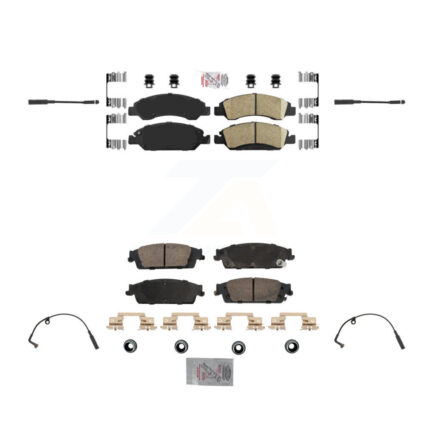 Front Rear Ceramic Brake Pad & Wear Sensor Kit For Chevrolet Silverado 1500 LD GMC Sierra KNW-100224