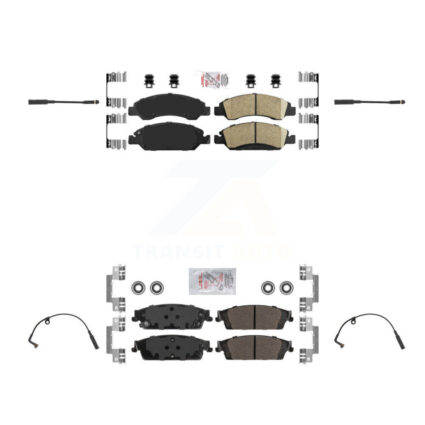 Front Rear Ceramic Brake Pad & Wear Sensor Kit For Chevrolet Silverado 1500 LD GMC Sierra KNW-100225
