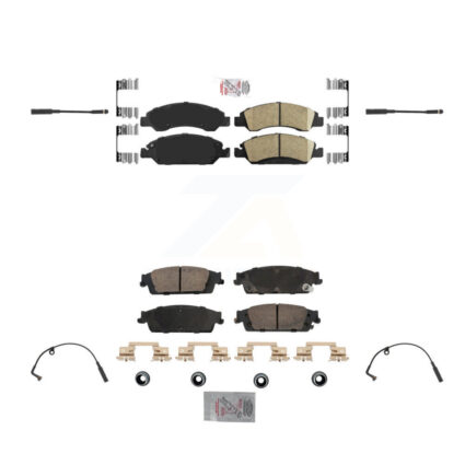 Front Rear Ceramic Brake Pad & Wear Sensor Kit For Chevrolet Silverado 1500 LD GMC Sierra KNW-100227