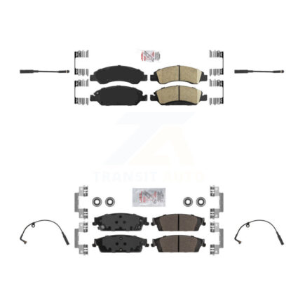 Front Rear Ceramic Brake Pad & Wear Sensor Kit For Chevrolet Silverado 1500 LD GMC Sierra KNW-100228