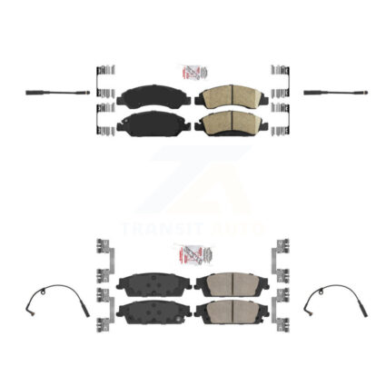 Front Rear Ceramic Brake Pad & Wear Sensor Kit For Chevrolet Silverado 1500 LD GMC Sierra KNW-100229