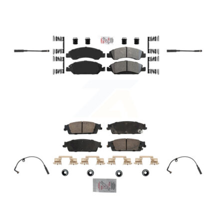 Front Rear Ceramic Brake Pad & Wear Sensor Kit For Chevrolet Silverado 1500 LD GMC Sierra KNW-100232