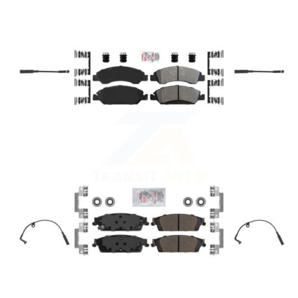 Front Rear Ceramic Brake Pad & Wear Sensor Kit For Chevrolet Silverado 1500 LD GMC Sierra KNW-100233