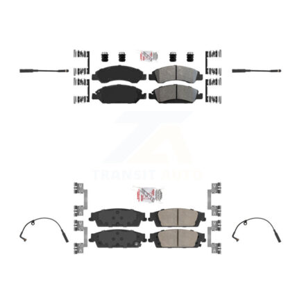 Front Rear Ceramic Brake Pad & Wear Sensor Kit For Chevrolet Silverado 1500 LD GMC Sierra KNW-100234