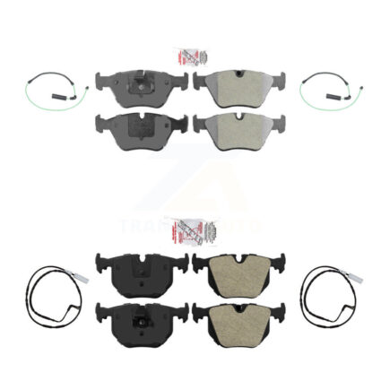 Front Rear Ceramic Disc Brake Pads And Wear Sensors Kit For 2005 BMW 330xi 3.0L KNW-100243