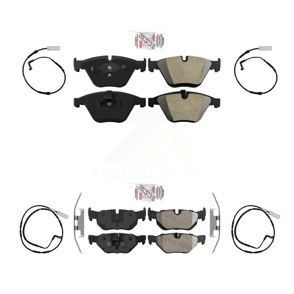 Front Rear Ceramic Disc Brake Pads And Wear Sensors Kit For 2008 BMW 328i 3.0L KNW-100245