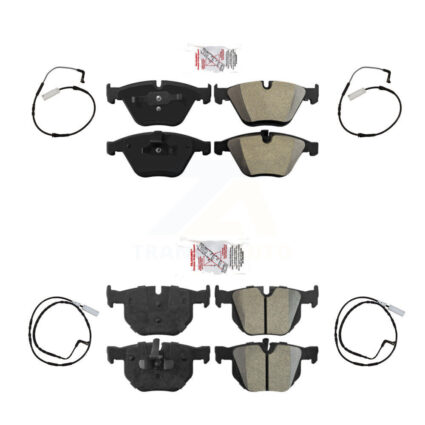 Front Rear Ceramic Disc Brake Pads And Wear Sensors Kit For BMW 335i 335d 3.0L KNW-100246