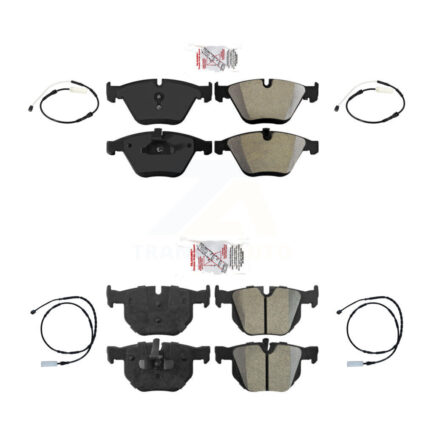 Front Rear Ceramic Brake Pads Wear Sensor Kit For 13 BMW 335i Convertible Coupe with 3.0L KNW-100260
