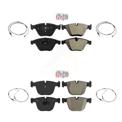 Front Rear Ceramic Disc Brake Pads And Wear Sensors Kit For 2010 BMW 535i Base with 3.0L KNW-100292