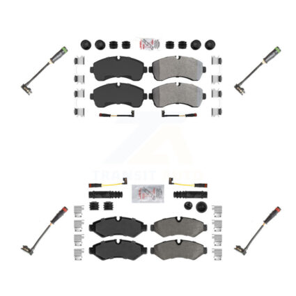 Front Rear Ceramic Brake Pad & Extra Wear Sensor Kit For Mercedes-Benz Sprinter 2500 1500 KNW-100305