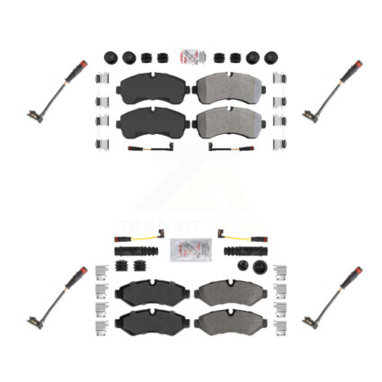 Front Rear Ceramic Brake Pad & Extra Wear Sensor Kit For Mercedes-Benz Sprinter 2500 1500 KNW-100307