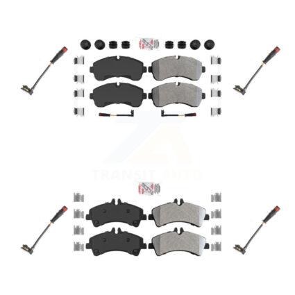 Front Rear Ceramic Disc Brake Pad Extra Wear Sensor Kit For 2009 Dodge Sprinter 3500 3.0L KNW-100308