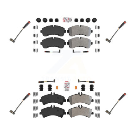 Front Rear Ceramic Disc Brake Pad Extra Wear Sensor Kit For 2009 Dodge Sprinter 3500 3.0L KNW-100310