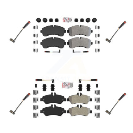 Front Rear Ceramic Disc Brake Pad Extra Wear Sensor Kit For 2009 Dodge Sprinter 3500 3.0L KNW-100311