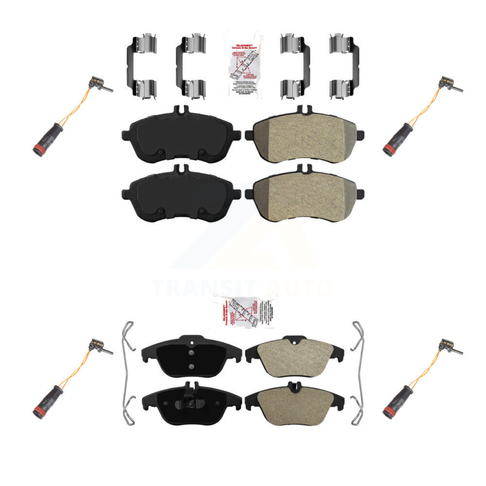 Front Rear Ceramic Disc Brake Pads And Wear Sensors Kit For Mercedes-Benz C300 C250 C230 KNW-100315