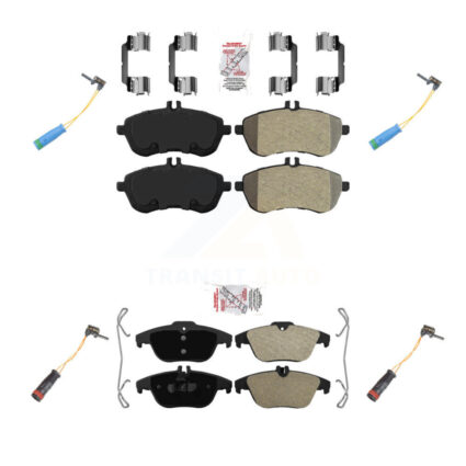 Front Rear Ceramic Disc Brake Pads And Wear Sensors Kit For 2012 Mercedes-Benz C250 1.8L KNW-100317