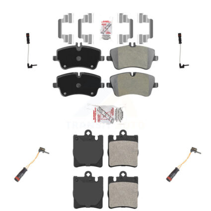 Front Rear Ceramic Brake Pads Wear Sensor Kit For 03 Mercedes-Benz CLK320 Coupe with 3.2L KNW-100345