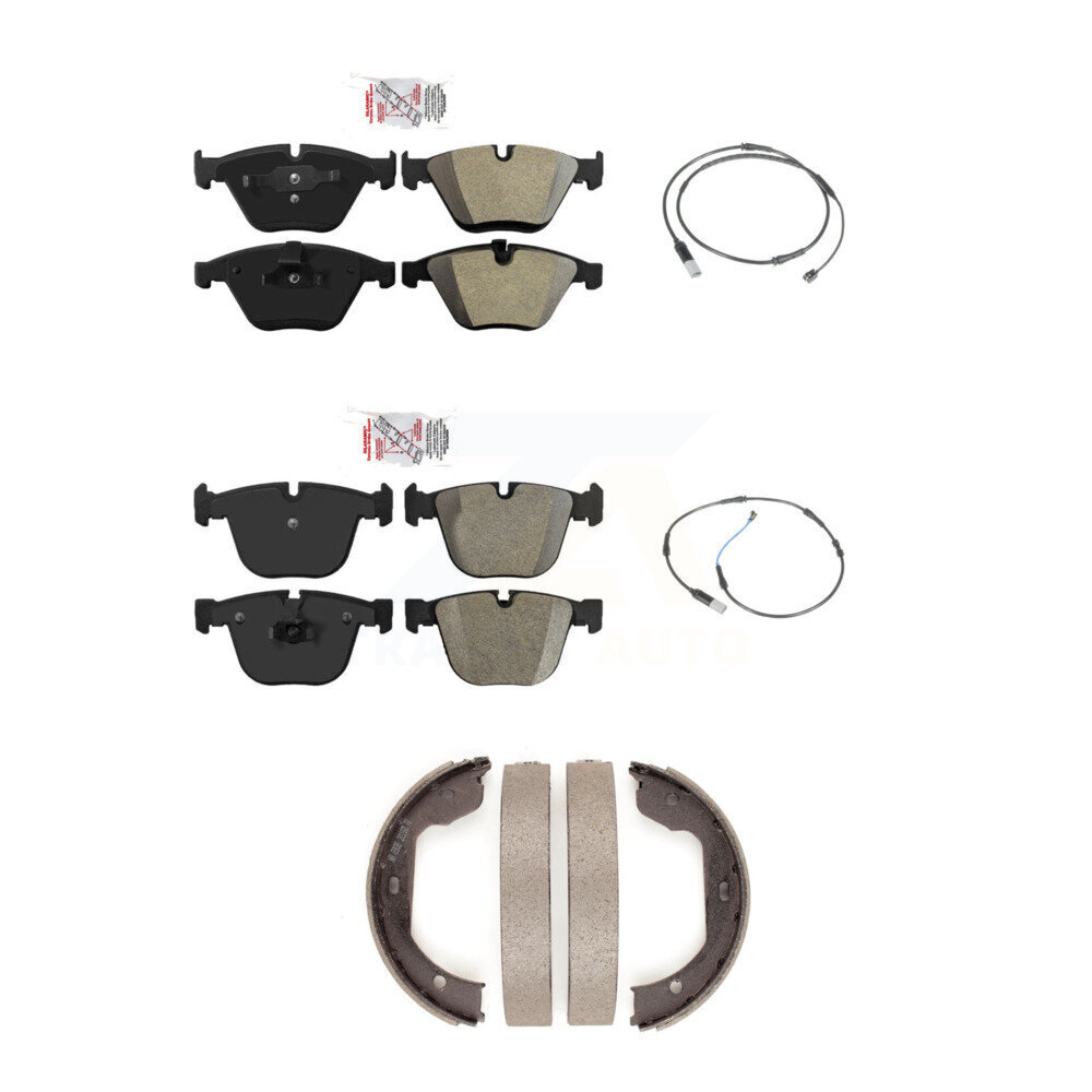 Front Rear Ceramic Disc Brake Pads Wear Sensor Kit (5Pc) For 2010 BMW 535i Base with 3.0L KNW-100442