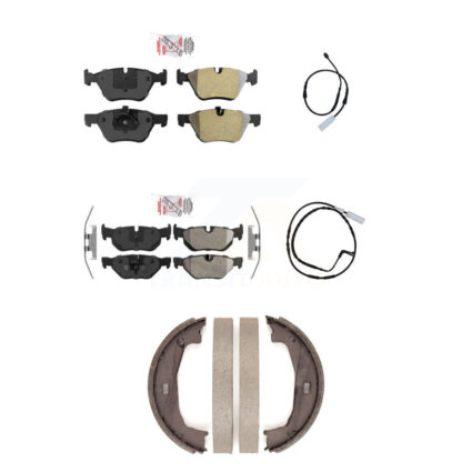 Front Rear Ceramic Disc Brake Pads And Wear Sensors Kit (5Pc) For BMW 128i 3.0L KNW-100443