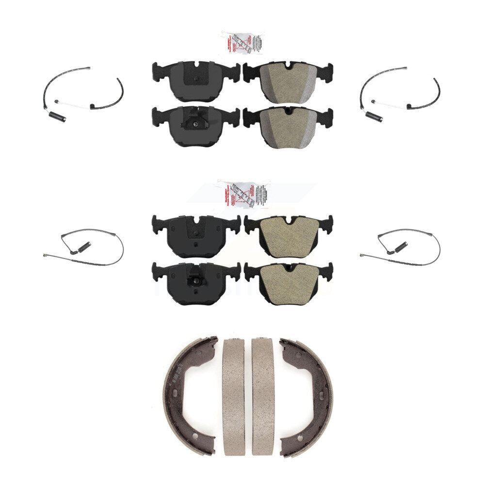 Front Rear Ceramic Disc Brake Pads And Wear Sensors Kit (7Pc) For BMW X5 KNW-100485