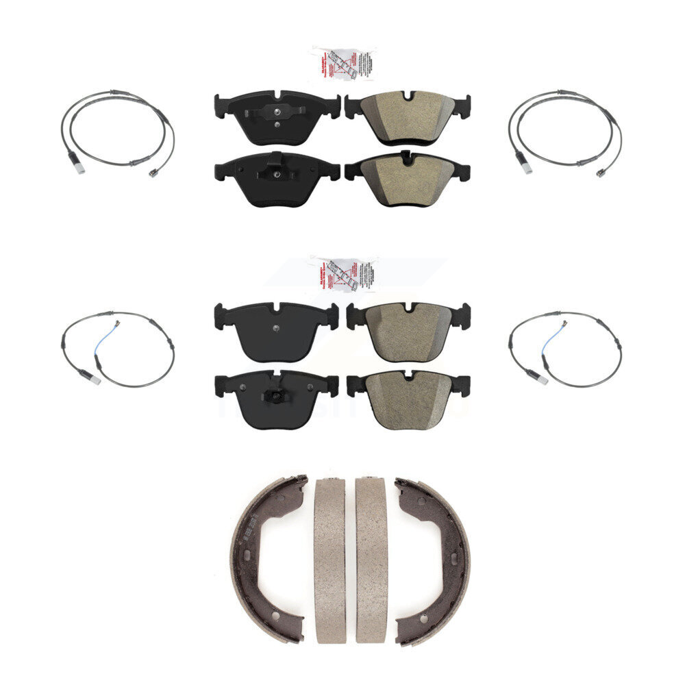 Front Rear Ceramic Disc Brake Pads Wear Sensor Kit (7Pc) For 2010 BMW 535i Base with 3.0L KNW-100508