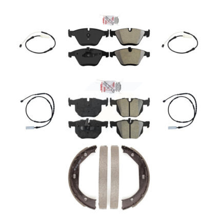 Front Rear Ceramic Disc Brake Pads And Wear Sensors Kit (7Pc) For BMW 335i KNW-100511