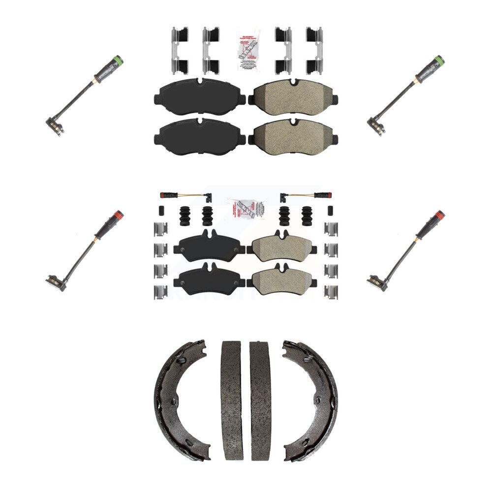 Front Rear Ceramic Brake Pads Extra Wear Sensor Kit (7Pc) For Sprinter 2500 Mercedes-Benz KNW-100518