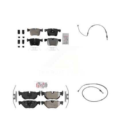 Front Rear Ceramic Disc Brake Pads And Wear Sensors Kit For 2012 BMW 320i 2.0L KNW-101116