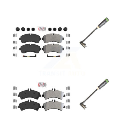 Front Rear Ceramic Disc Brake Pads & Extra Wear Sensor Kit For Freightliner Sprinter 3500 KNW-101124