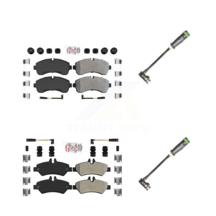 Front Rear Ceramic Disc Brake Pads & Extra Wear Sensor Kit For Freightliner Sprinter 3500 KNW-101127