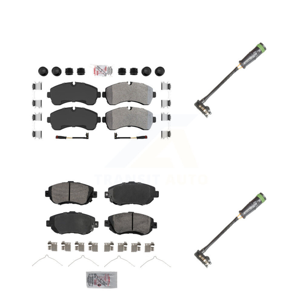 Front Rear Ceramic Brake Pads & Extra Wear Sensor Kit For Freightliner Sprinter 2500 3500 KNW-101128