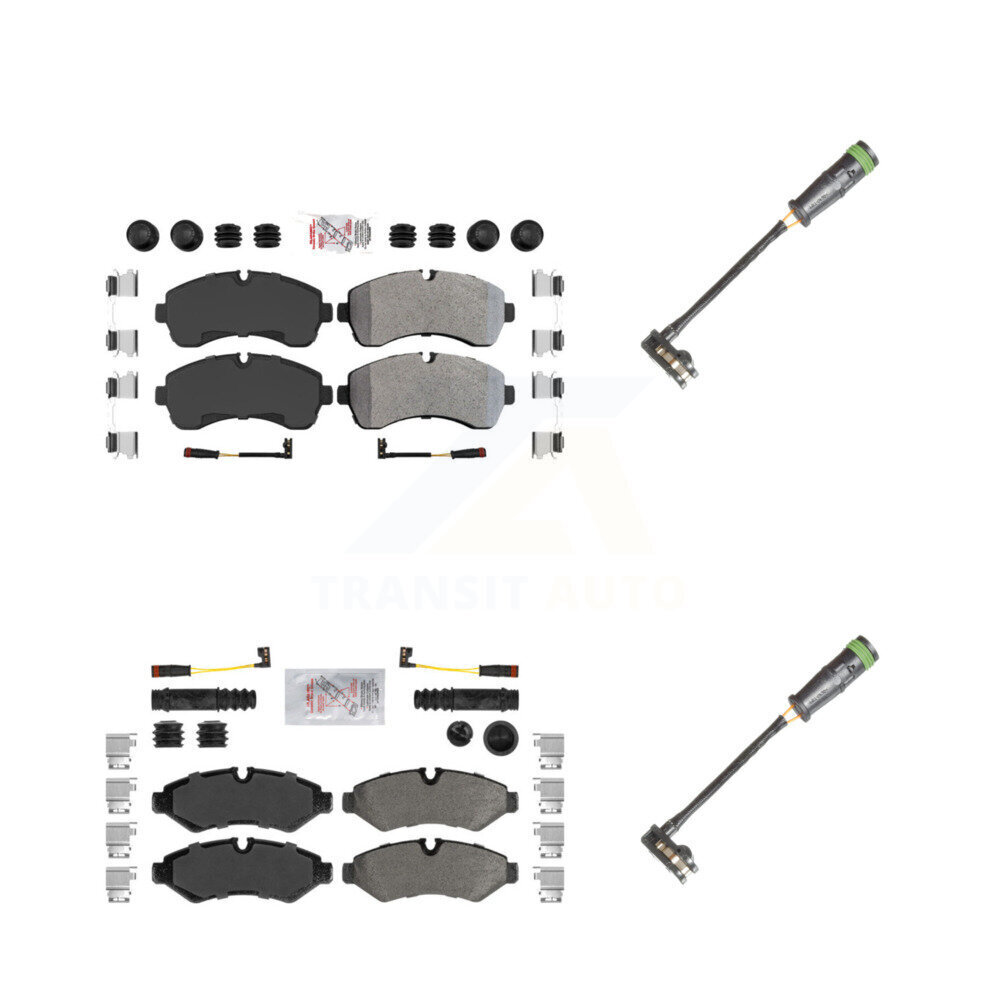 Front Rear Ceramic Brake Pads & Extra Wear Sensor Kit For Freightliner Sprinter 2500 3500 KNW-101129